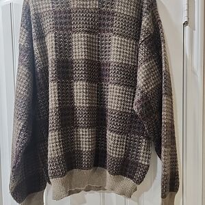 Men's Plaid Sweater - Brown and Green